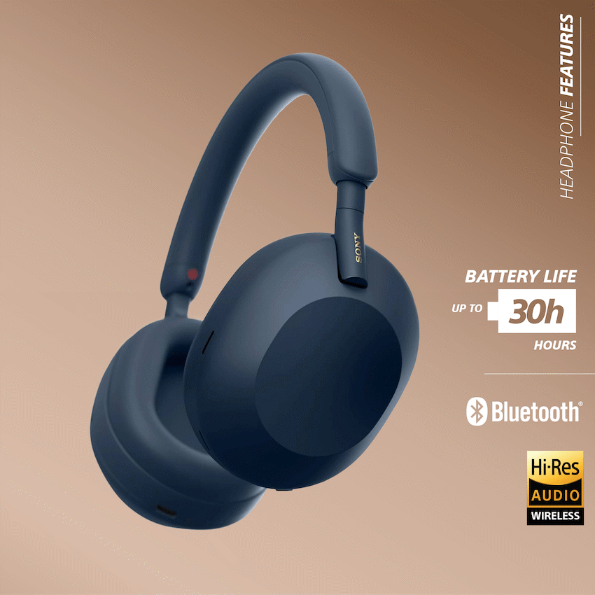 Sony WH1000XM5 (Blue) Noise-Cancelling BT Headphones