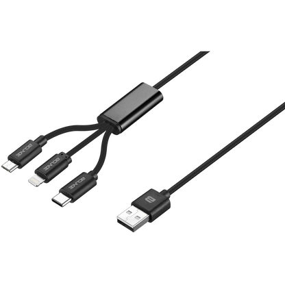 Bounce Cord Series 3 in 1 Charge Cable 1m - Black