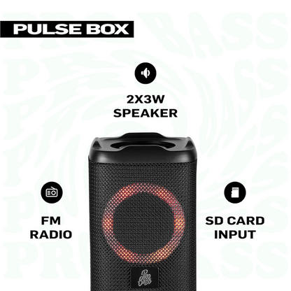 Pro Bass Pulse Box Portable Bluetooth Speaker - Black