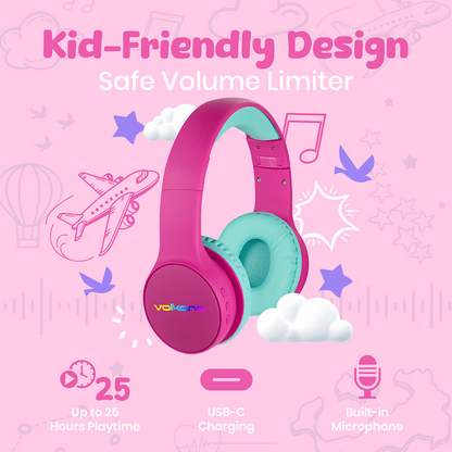 Volkano Kids Atlas Bluetooth Padded Headphones with dB Switch Function