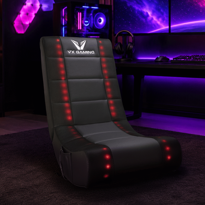 VX Gaming Electra Series Rocking Gaming Chair with LED lights