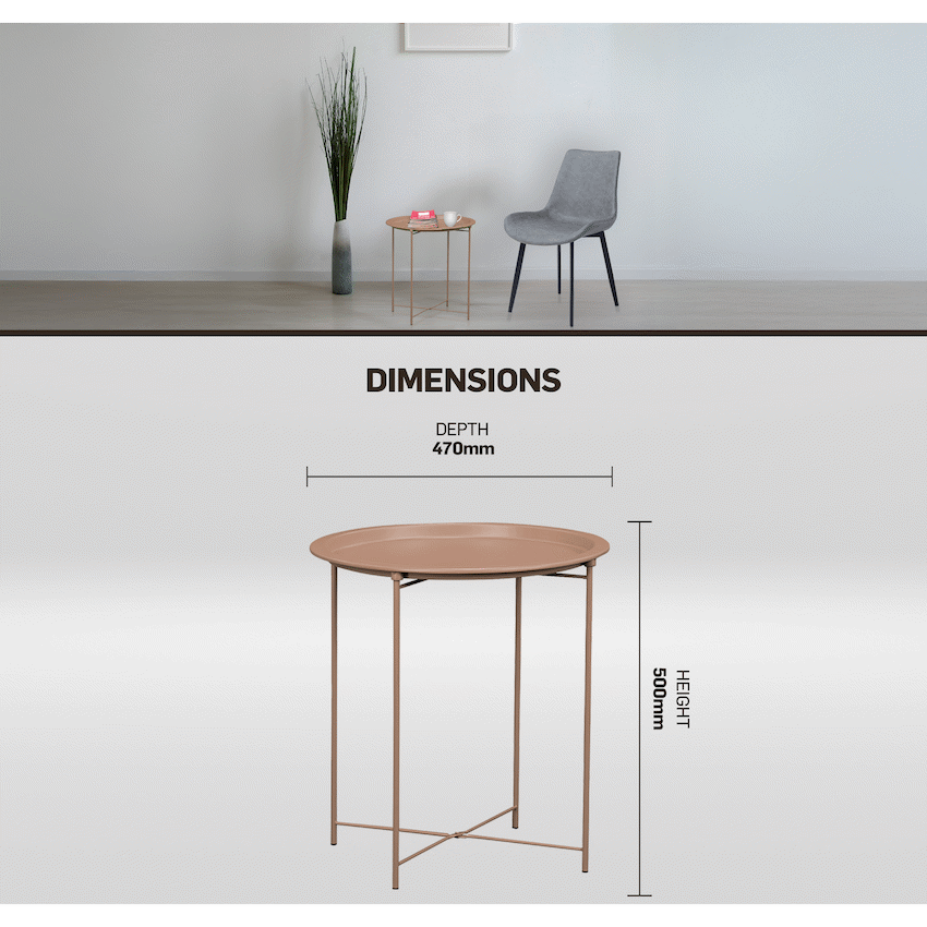 Everfurn Nala Side Table Beige, Painted MDF, Steel Frame