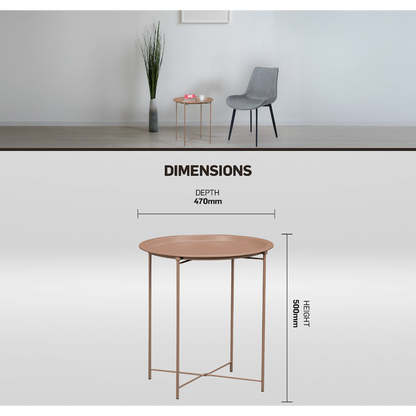 Everfurn Nala Side Table Beige, Painted MDF, Steel Frame