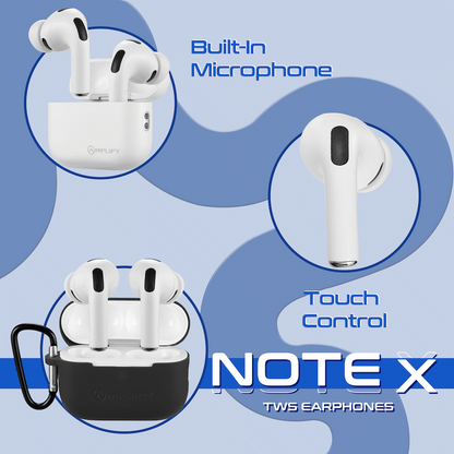 Amplify Note X 3 Series TWS Earphones - White Case + Black Cover
