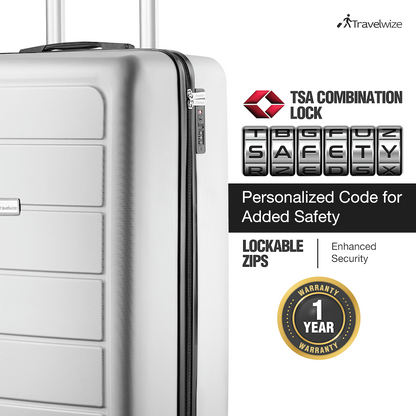 Travelwize Maple ABS 85cm 4-Wheel Spinner Luggage - Silver