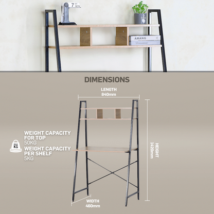 Everfurn Vesa Office Desk - Oak & Black