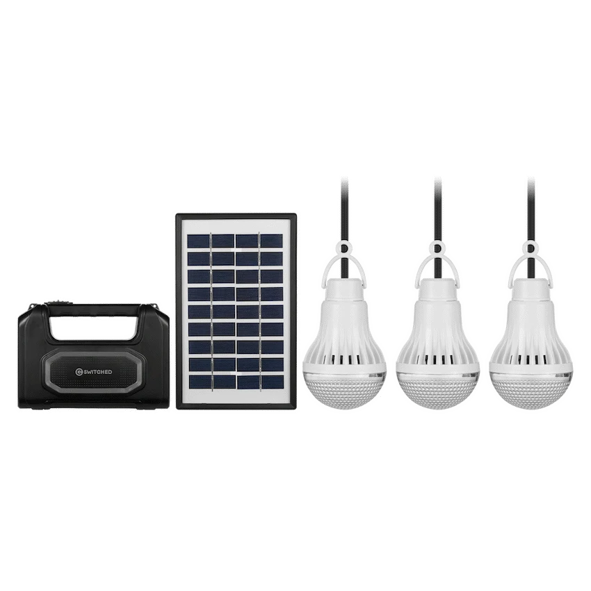 Switched Portable Power Station with Solar Panel - Black