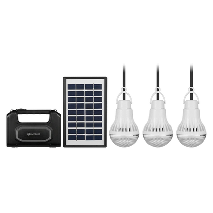 Switched Portable Power Station with Solar Panel - Black