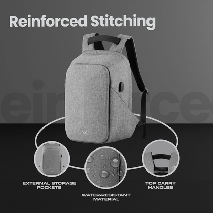 Volkano Trident 15.6" Laptop Backpack - Grey
