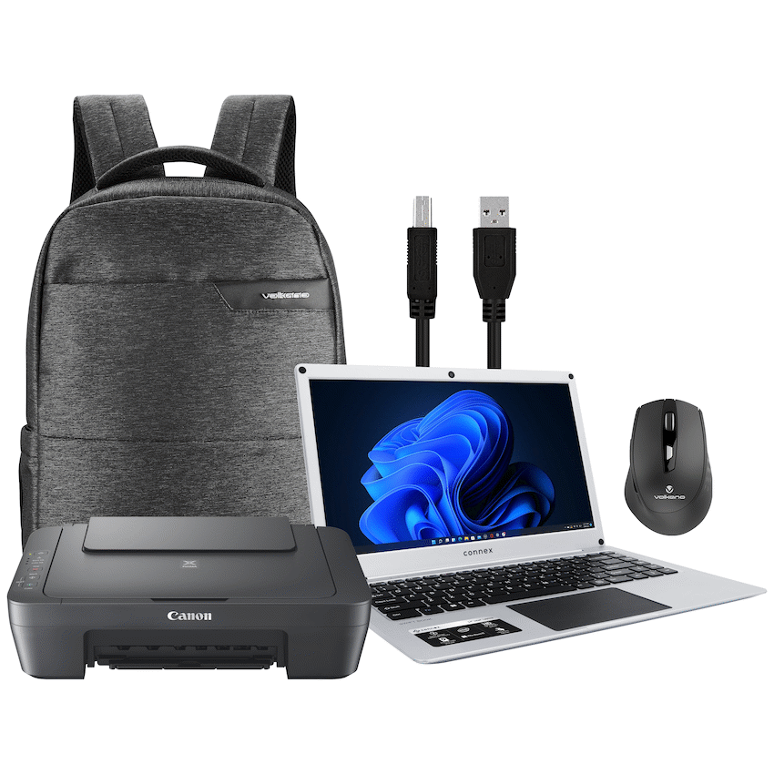 Connex Laptop L1430-PRO-SL256 - 14" Celeron N4020 8GB/256SSD W11HOME Printer+Bag+Mouse