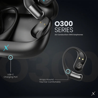 VolkanoX O300 Air Conduction OWS Earphones - Black