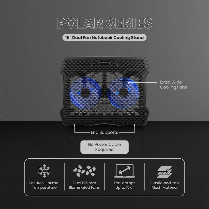 Volkano Polar Series 15" Dual Fan Notebook Cooling Stand