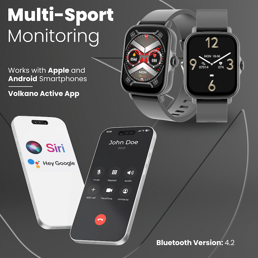Volkano Active Tech Serene series Watch with heart rate monitor - Black