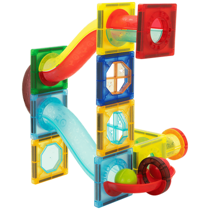 45 Magnetic Tiles and Marble Run Parts