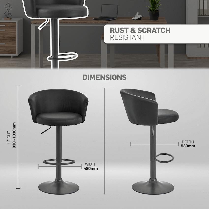 Everfurn Titan Barstool Black - 2 Pack