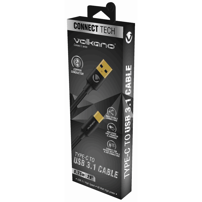 Volkano Connect C Type-C to USB 3.1 Cable M/M 0.75m