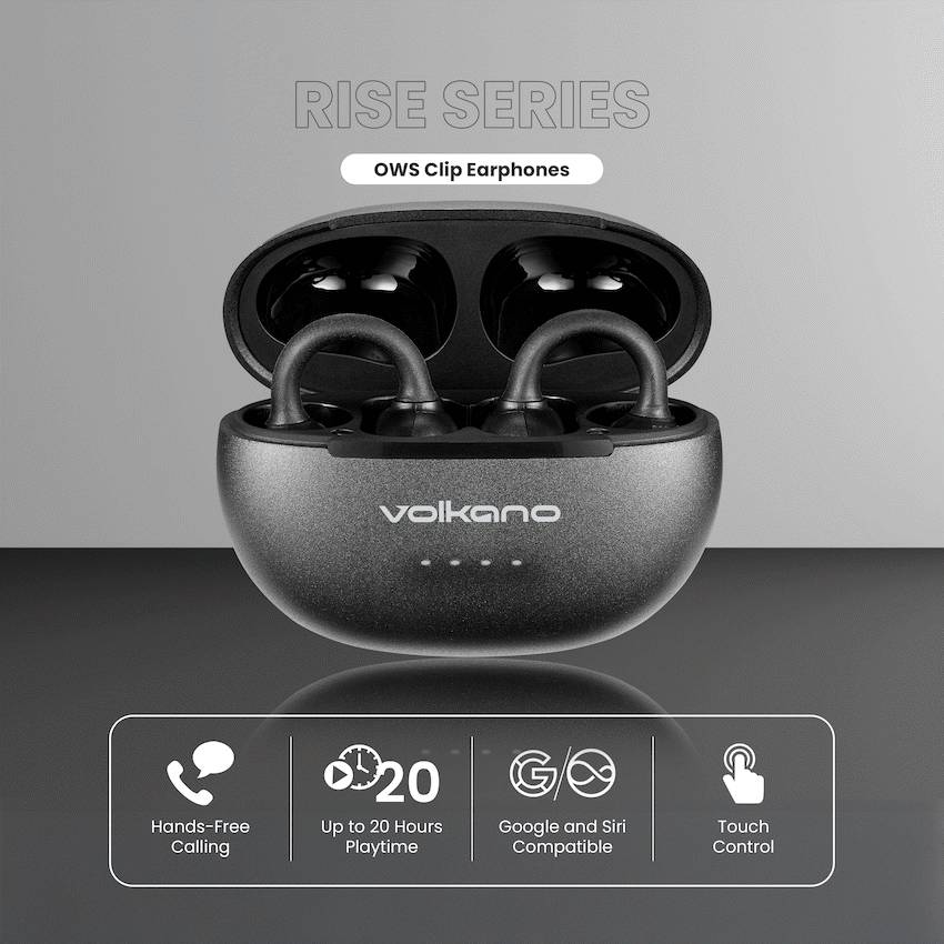 Volkano Rise Series OWS Clip Earphones - Black