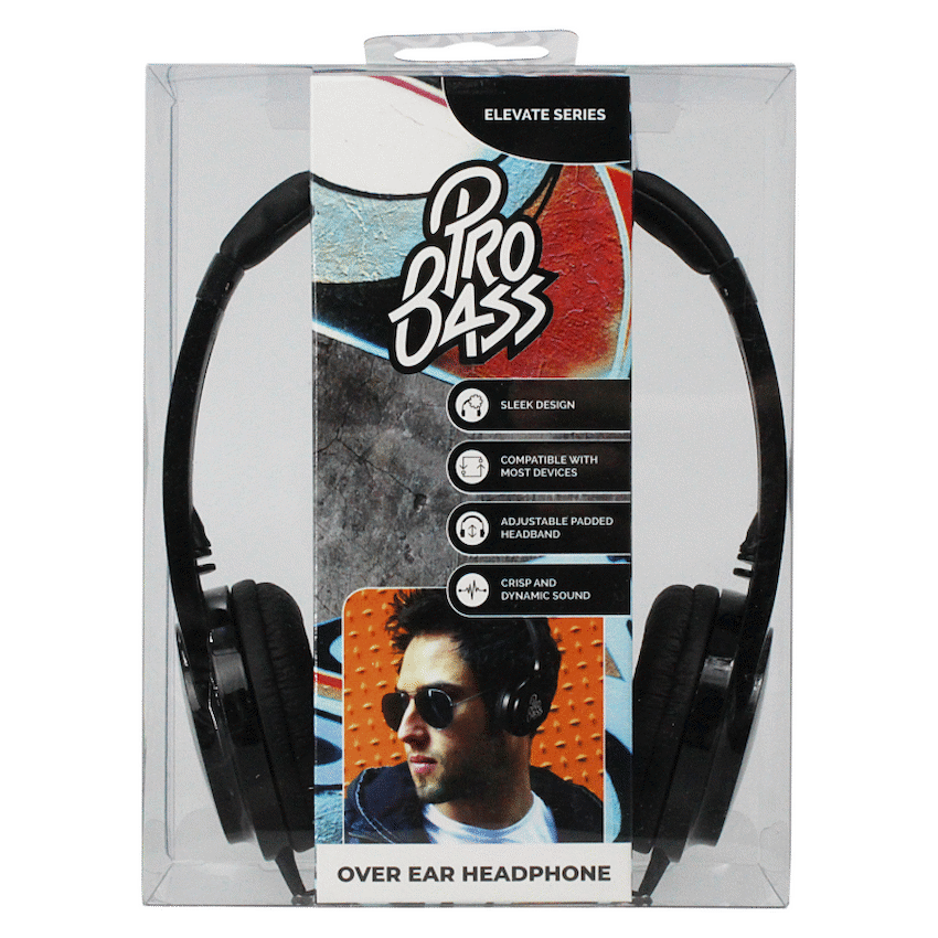 Pro Bass Elevate Series Auxiliary Headphone - Black