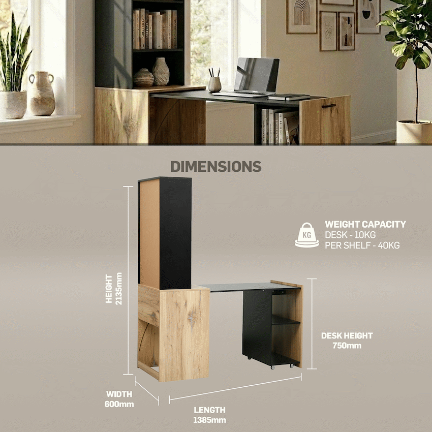 Adaptive Desk, With  Bookshelf