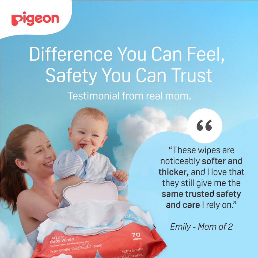 PIGEON AQUA BABY WIPES 70's FLIPTOP  3-IN-1