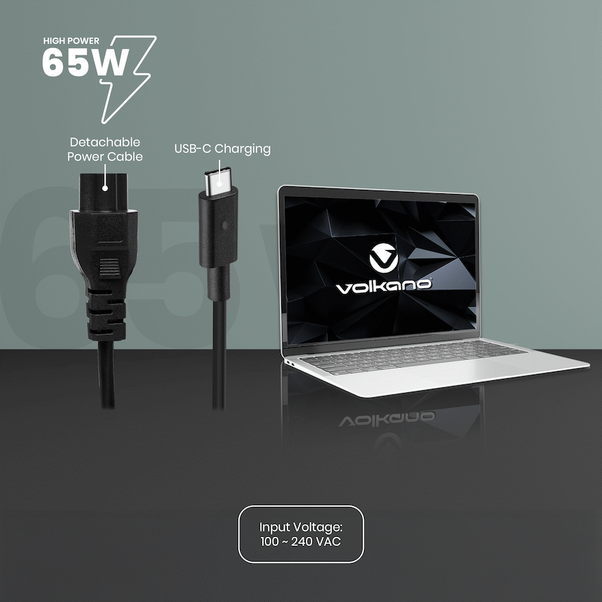 Volkano Brio Slimline series Type-C 65W Laptop Charger