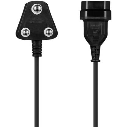 Switched Easy Cable Extender SA 3-Pin to 2-Pin Euro Socket 2m - Black