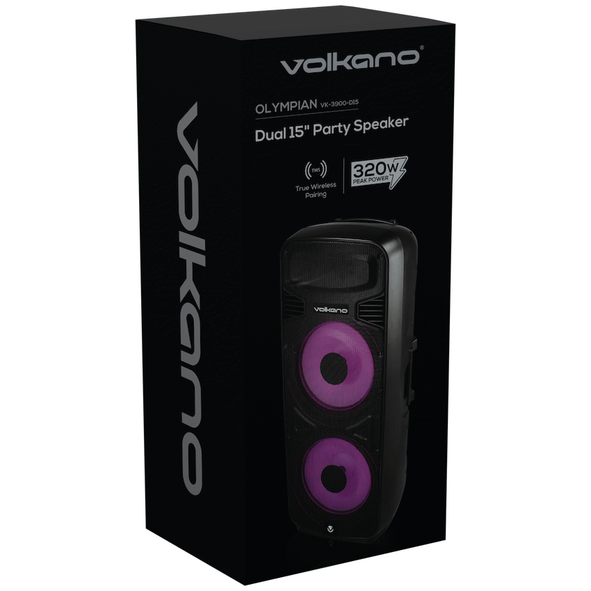 Volkano Olympian Series Dual 15" Party Speaker - Black