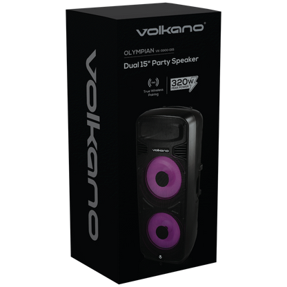 Volkano Olympian Series Dual 15" Party Speaker - Black