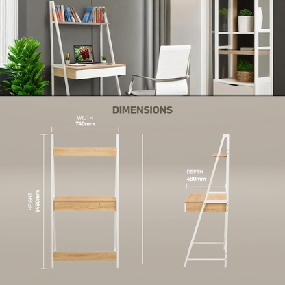 Everfurn Belle Desk with Large Drawer and Storage Shelf
