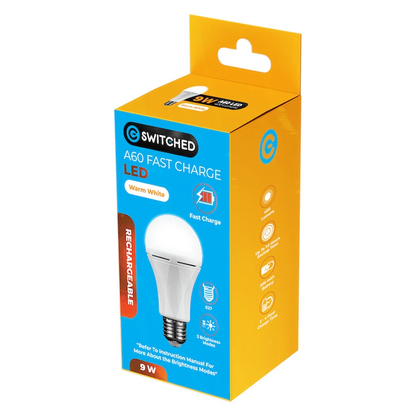 Switched 9w A60 Rechargeable Fast Charge E27 LED - WW
