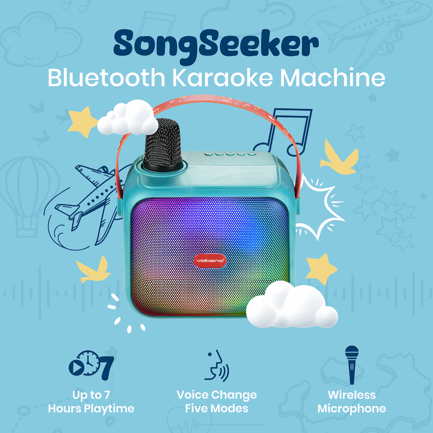 Volkano Kids SongSeeker Bluetooth Karaoke Machine with Wireless BT Microphone