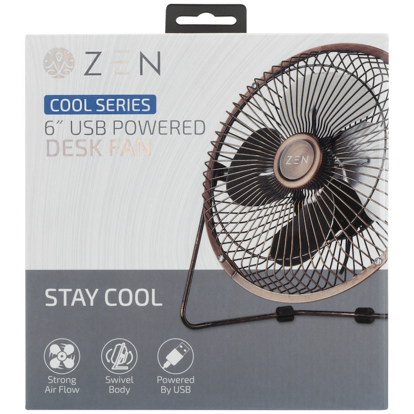 Zen Cool Series 6in Desk Fan - Copper