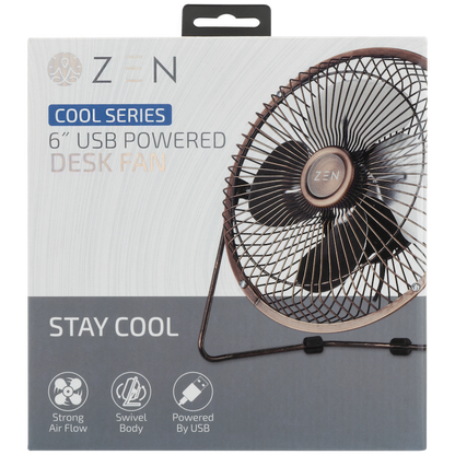 Zen Cool Series 6in Desk Fan - Copper