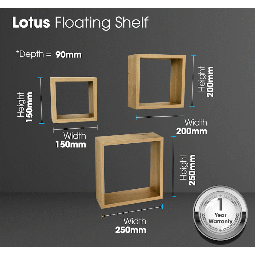 Everfurn Lotus Floating Wall Shelves - Set of 3