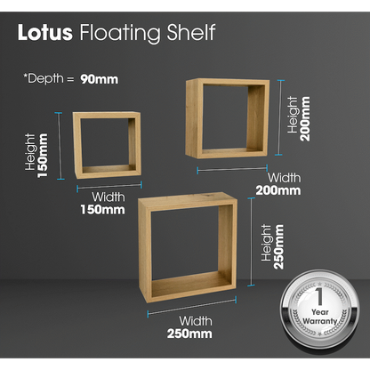 Everfurn Lotus Floating Wall Shelves - Set of 3