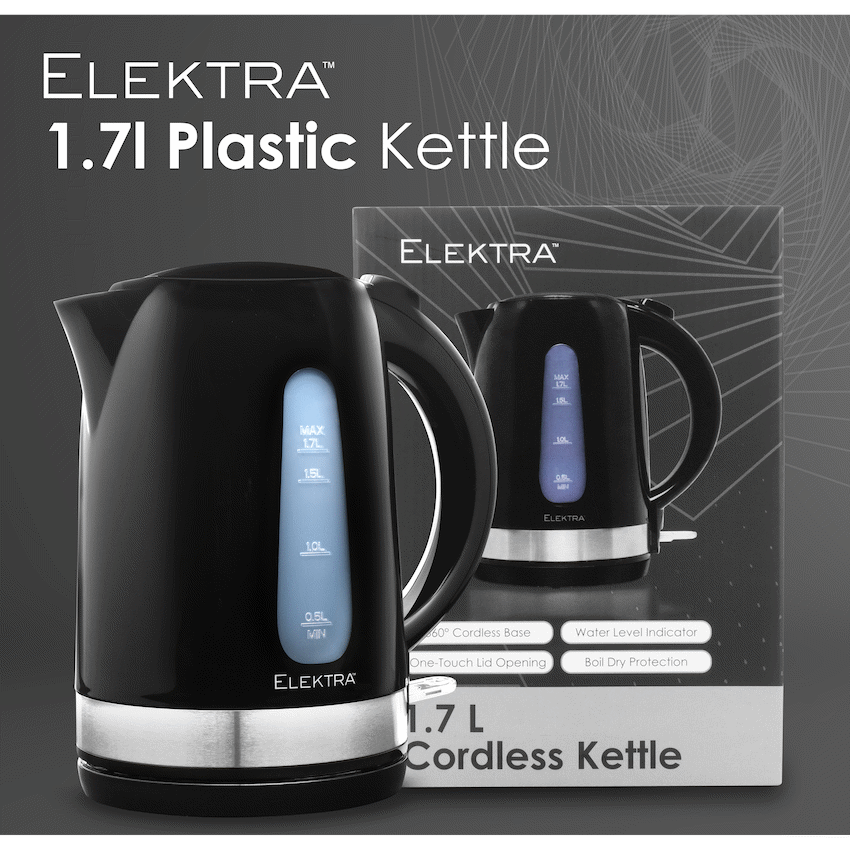 Elektra - 1.7l Plastic Kettle - Black