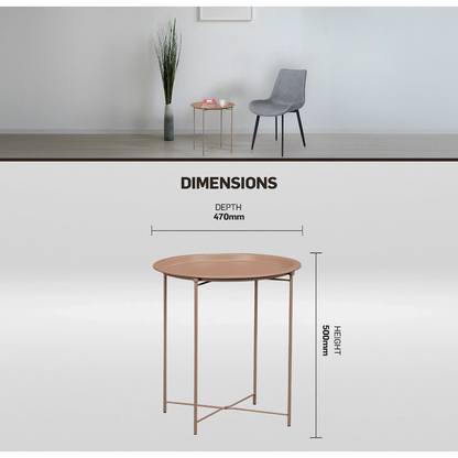 Everfurn Nala Side Table Beige, Painted MDF, Steel Frame, 2 Pack
