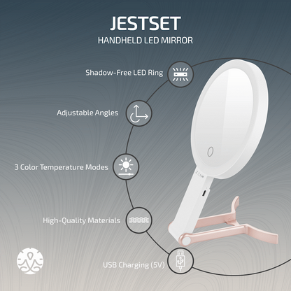 ZEN JestSet Series Portable Handheld LED Mirror - White