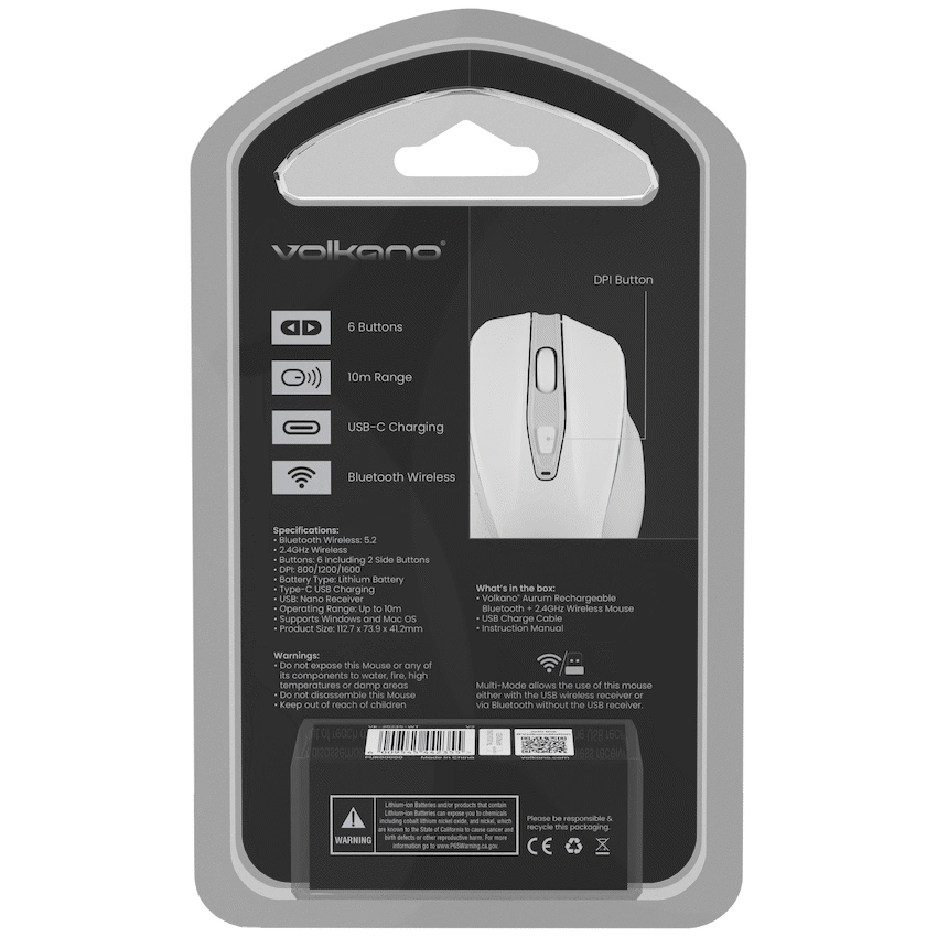 Volkano Aurum Series Bluetooth Wireless Mouse - White