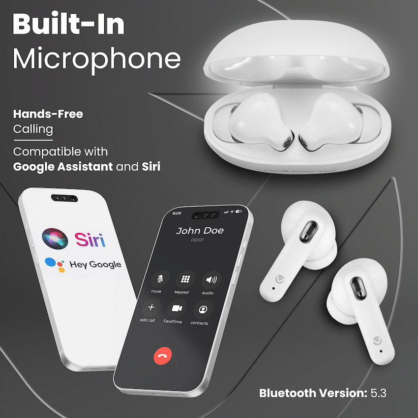 Volkano Pulse Series True Wireless Earphones with Charging Case - White
