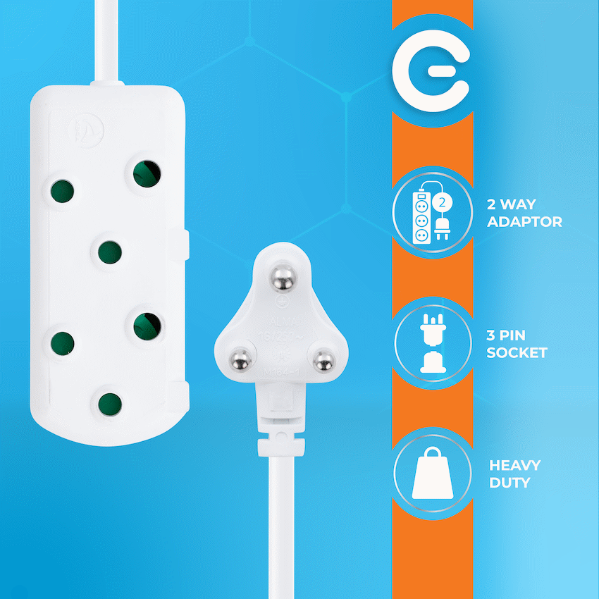 Switched Heavy-Duty Side-by-Side (SBS) Extension Leads 20m - WT