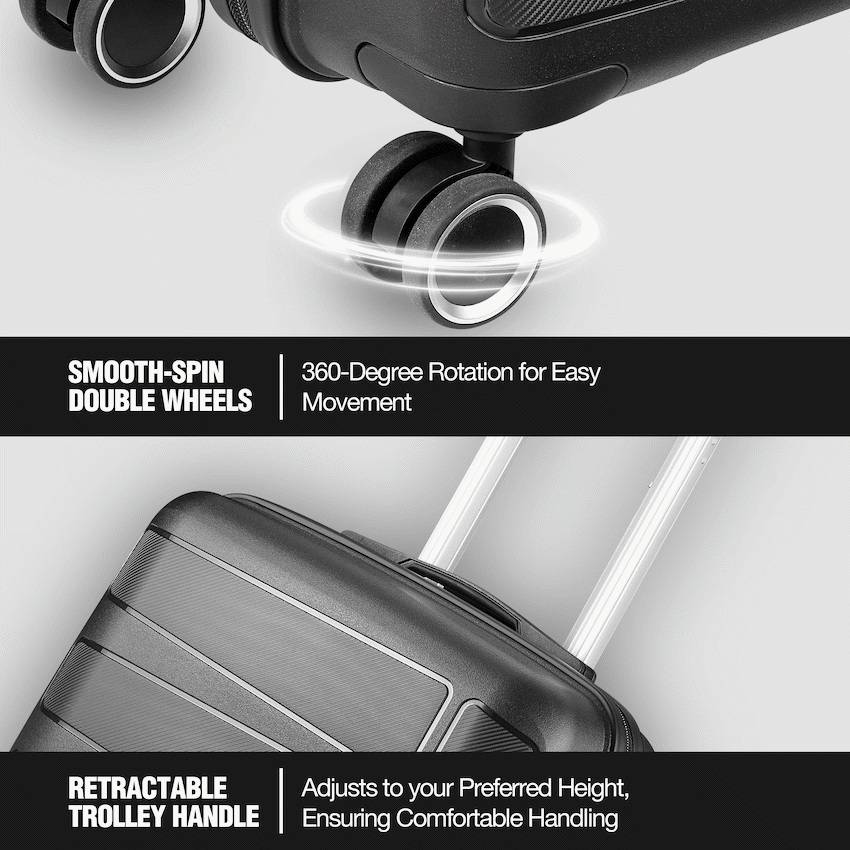 Travelwize Tourer PP 3Pc 4-wheel Spinner Luggage Set Black