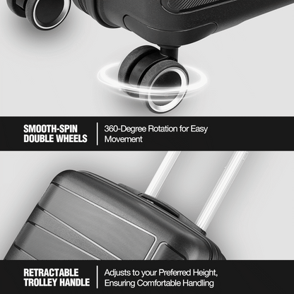Travelwize Tourer PP 3Pc 4-wheel Spinner Luggage Set Black
