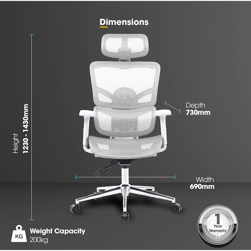 Everfurn Vortex High Back office chair- Grey