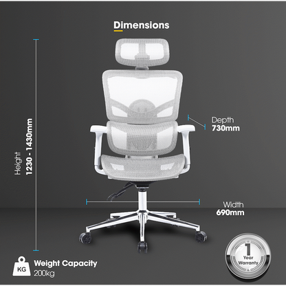 Everfurn Vortex High Back office chair- Grey