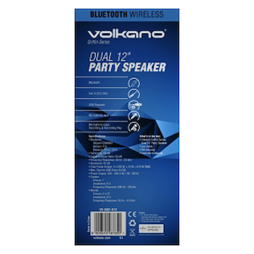 Volkano Griffin Series Dual 12" Party Speaker - Black