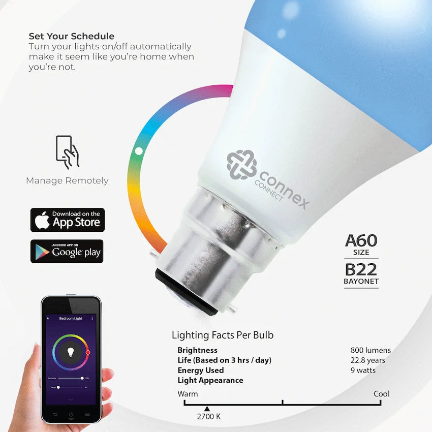 Smart Wi-Fi Bulb 6w LED RGB White - Bayonet