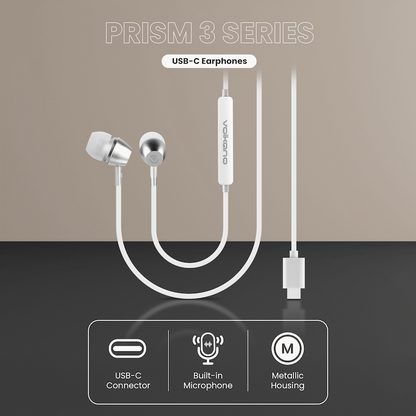 Volkano Prism 3 Series Type-C Earphone - White