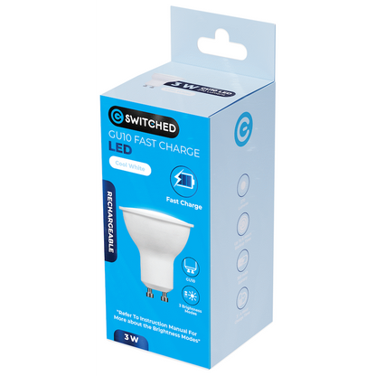 Switched 3w GU10 Rechargeable Fast-Charge LED - CW