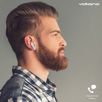 Volkano Crystalline Series TWS Earphone - White - Hardbox